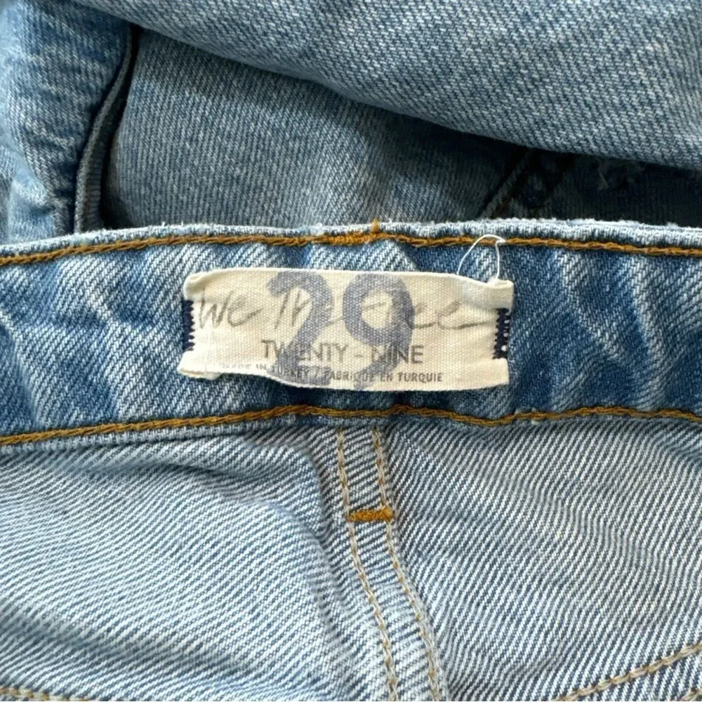 We the Free People Women's Size 29 Blue Wide Leg Jeans Distressed